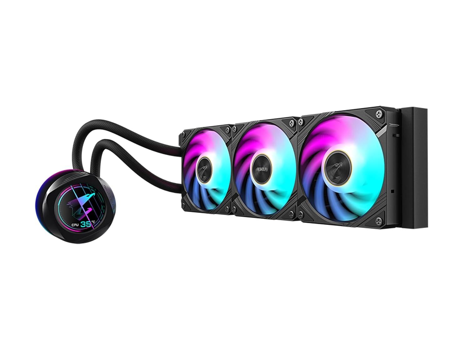 imageAORUS WATERFORCE X II 360 ICE Liquid CPU Cooler 360mm Radiator with 3X 120mm Low Noise ARGB Fans Compatible with Intel LGA1851 LGA1700 and AMD AM5 GPAORUS WATERFORCE X II 360 ICEBlack