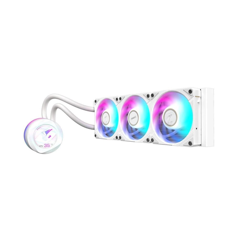 imageAORUS WATERFORCE X II 360 ICE Liquid CPU Cooler 360mm Radiator with 3X 120mm Low Noise ARGB Fans Compatible with Intel LGA1851 LGA1700 and AMD AM5 GPAORUS WATERFORCE X II 360 ICEWhite