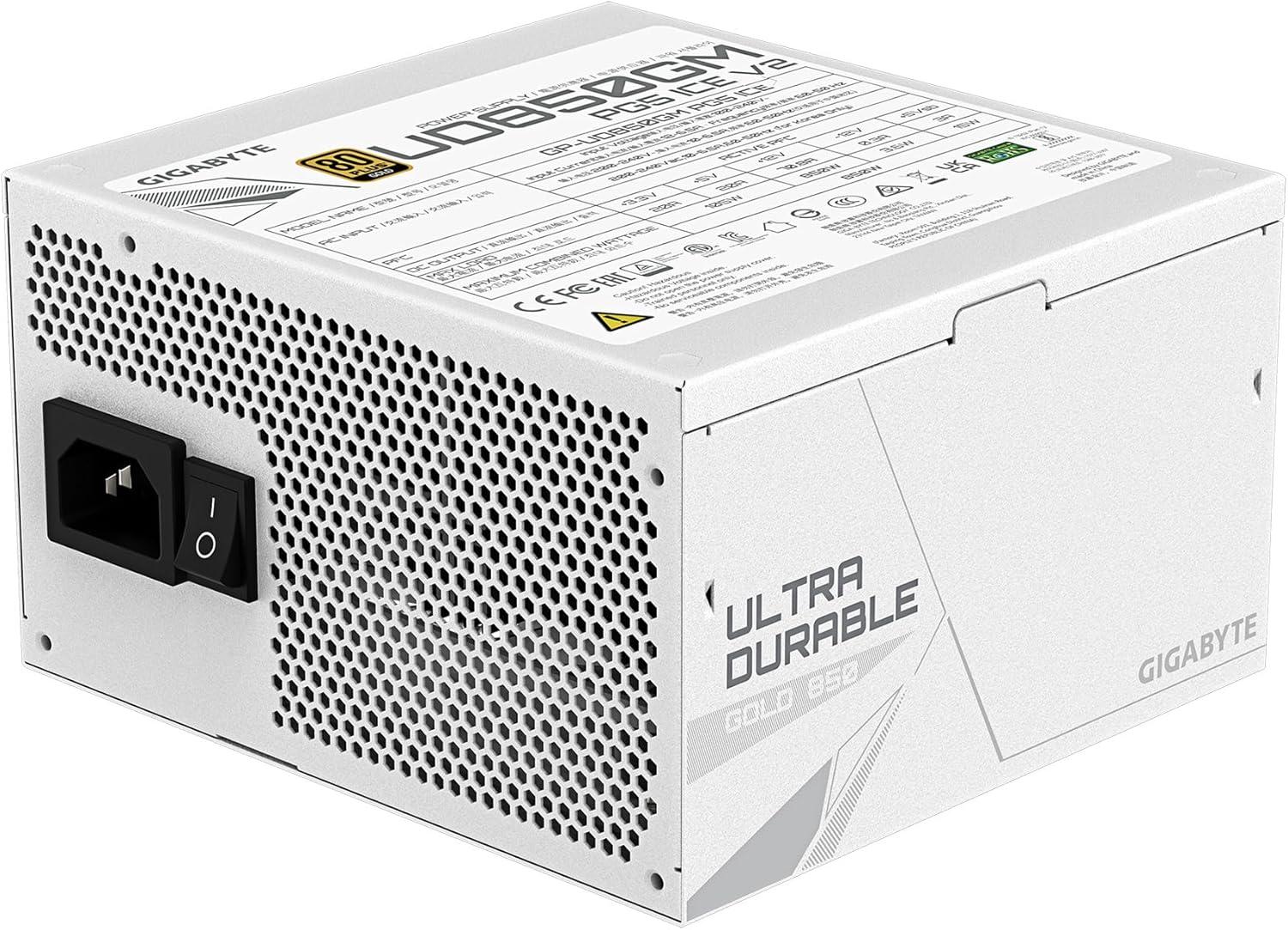 imageGIGABYTE UD850GM PG5 V2 ICE 850W 80 Plus Gold Certified PCIe51 Ready ATX31 Fully Modular Power Supply GPUD850GM PG5 ICE