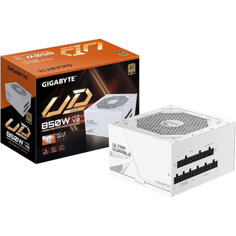imageGIGABYTE UD850GM PG5 V2 ICE 850W 80 Plus Gold Certified PCIe51 Ready ATX31 Fully Modular Power Supply GPUD850GM PG5 ICE