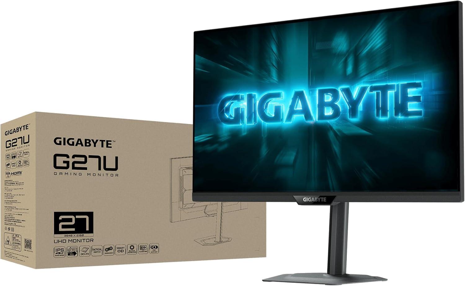 imageGIGABYTE G27U 27 SS IPS Dual Mode Gaming Monitor UHD 3840x21604K 160HzFHD 320Hz 1ms GTG AMD FreeSync Premium GSYNC Compatible HDMI DP Ergonomic Stand Black 3 Year Warranty
