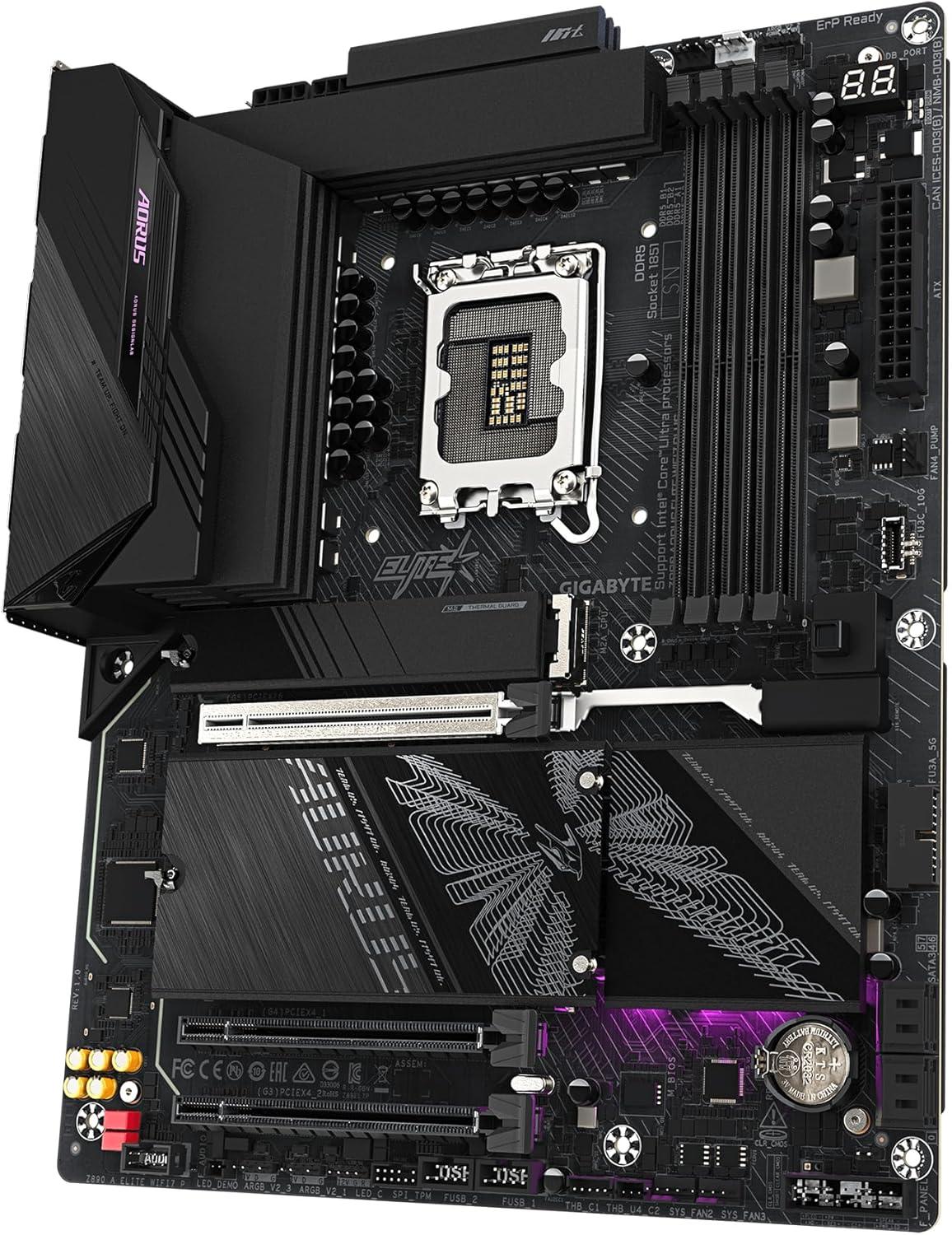 imageGIGABYTE Z890 AORUS Elite WIFI7 Plus Intel LGA 1851 ATX Motherboard Support Core Ultra Series 2 DDR5 1612 Power Phase 4X M2 PCIe 50 USB4 WiFi 7 5GbE EZLatch D5 Bionic Corsa