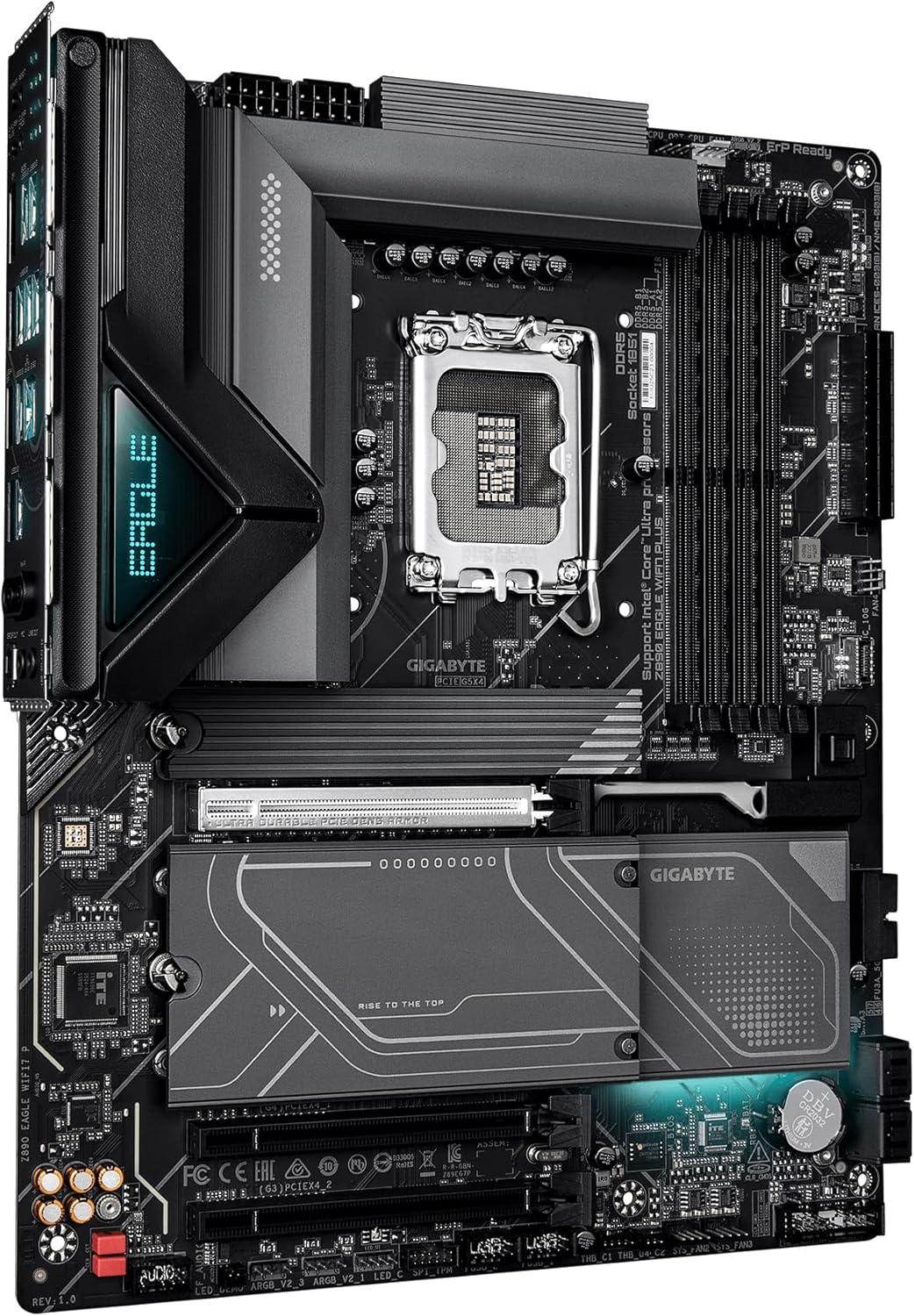 imageGIGABYTE Z890 Eagle WIFI7 Plus Intel LGA 1851 ATX Motherboard Support Core Ultra Series 2 DDR5 1412 Power Phase 4X M2 PCIe 50 USB4 WiFi 7 25GbE EZLatch D5 Bionic Corsa