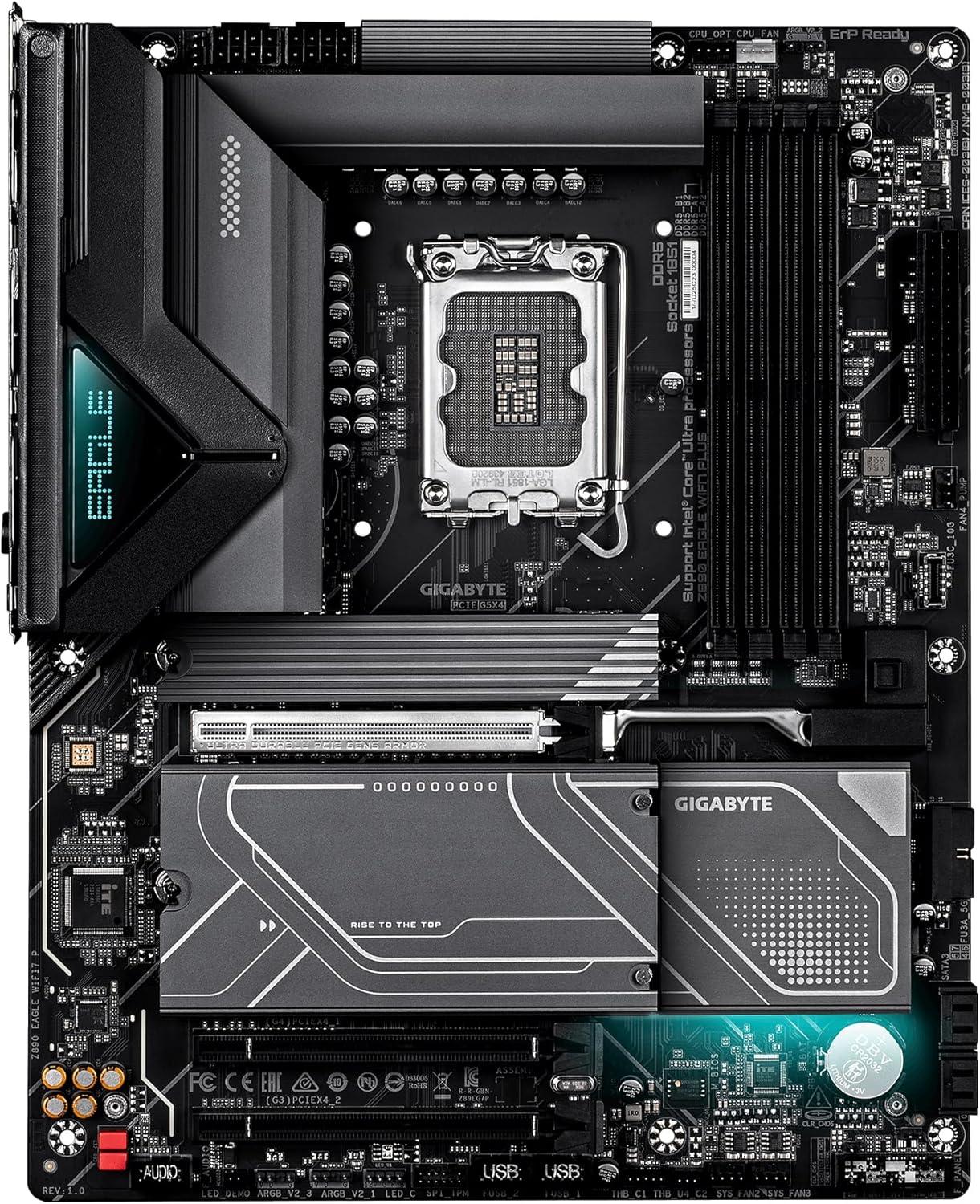 imageGIGABYTE Z890 Eagle WIFI7 Plus Intel LGA 1851 ATX Motherboard Support Core Ultra Series 2 DDR5 1412 Power Phase 4X M2 PCIe 50 USB4 WiFi 7 25GbE EZLatch D5 Bionic Corsa
