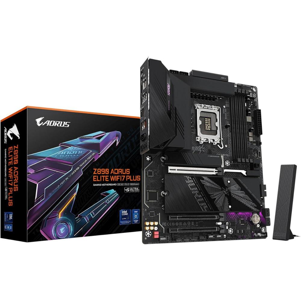 imageGIGABYTE Z890 AORUS Elite WIFI7 Plus Intel LGA 1851 ATX Motherboard Support Core Ultra Series 2 DDR5 1612 Power Phase 4X M2 PCIe 50 USB4 WiFi 7 5GbE EZLatch D5 Bionic Corsa