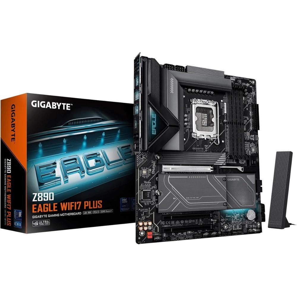 imageGIGABYTE Z890 Eagle WIFI7 Plus Intel LGA 1851 ATX Motherboard Support Core Ultra Series 2 DDR5 1412 Power Phase 4X M2 PCIe 50 USB4 WiFi 7 25GbE EZLatch D5 Bionic Corsa