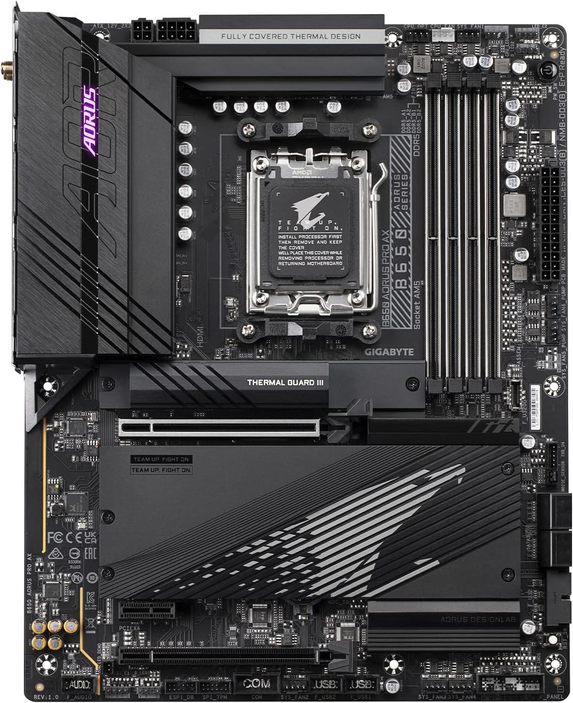 imageGIGABYTE B650 AORUS PRO AX AMD AM5 ATX Motherboard Support Ryzen 900080007000 Series DDR5 1621 Power Phase PCIe 50 M2 USBC WIFI6E 25GbE EZLatch QFlash RGB Fusion