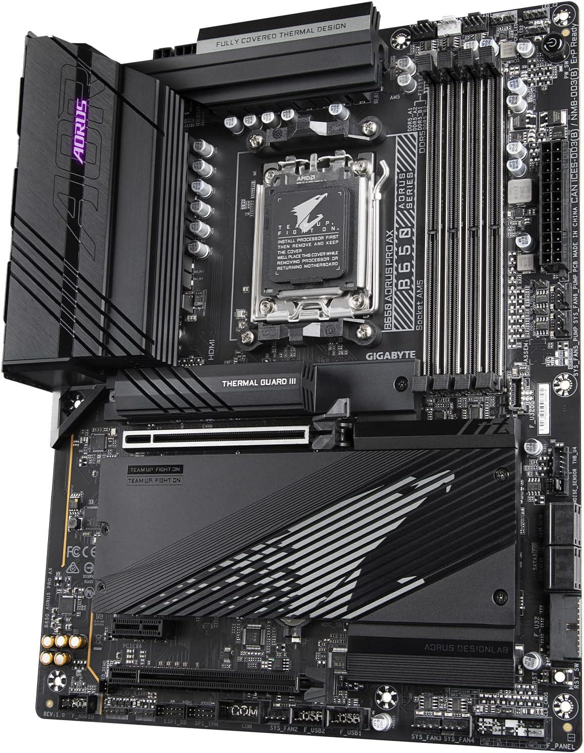 imageGIGABYTE B650 AORUS PRO AX AMD AM5 ATX Motherboard Support Ryzen 900080007000 Series DDR5 1621 Power Phase PCIe 50 M2 USBC WIFI6E 25GbE EZLatch QFlash RGB Fusion