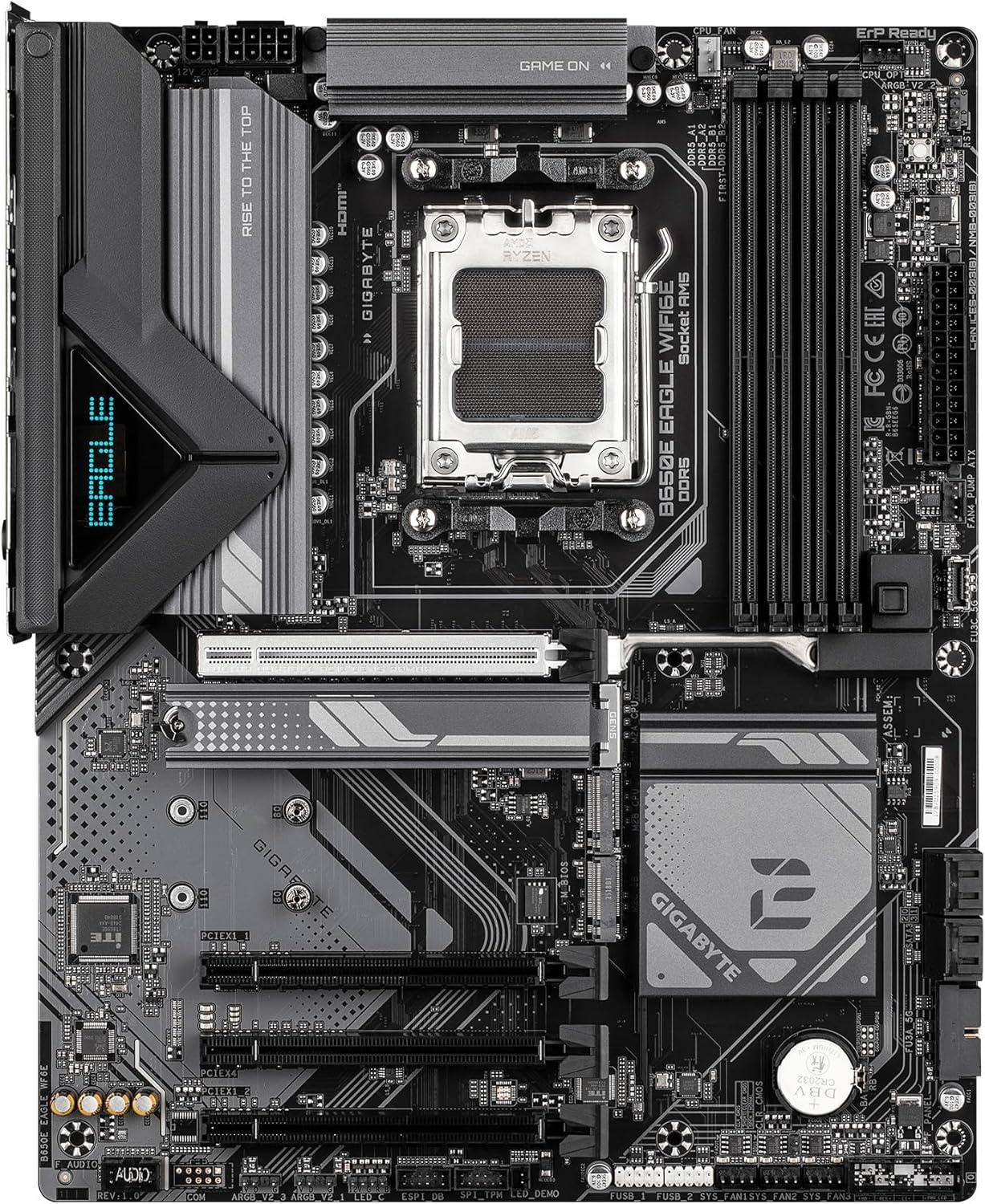 imageGIGABYTE B650E Eagle WIFI6E AMD AM5 ATX Motherboard Supports Ryzen 900080007000 Series DDR5 822 Power Phase 3X M2 PCIe 50 USBC 32 Gen 1 WiFi 6E 25GbE QFlash EZLatch RGB Fusion