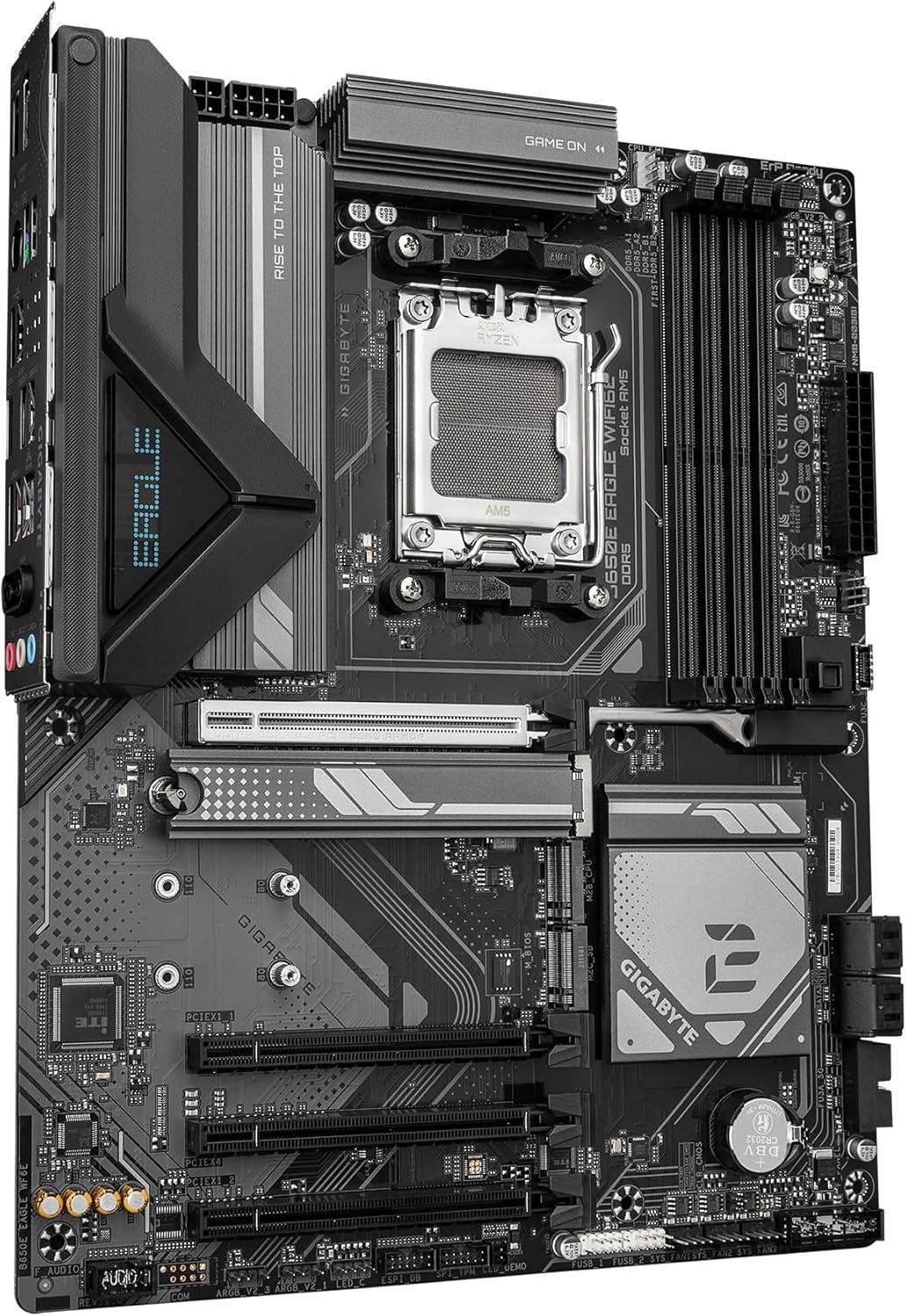 imageGIGABYTE B650E Eagle WIFI6E AMD AM5 ATX Motherboard Supports Ryzen 900080007000 Series DDR5 822 Power Phase 3X M2 PCIe 50 USBC 32 Gen 1 WiFi 6E 25GbE QFlash EZLatch RGB Fusion