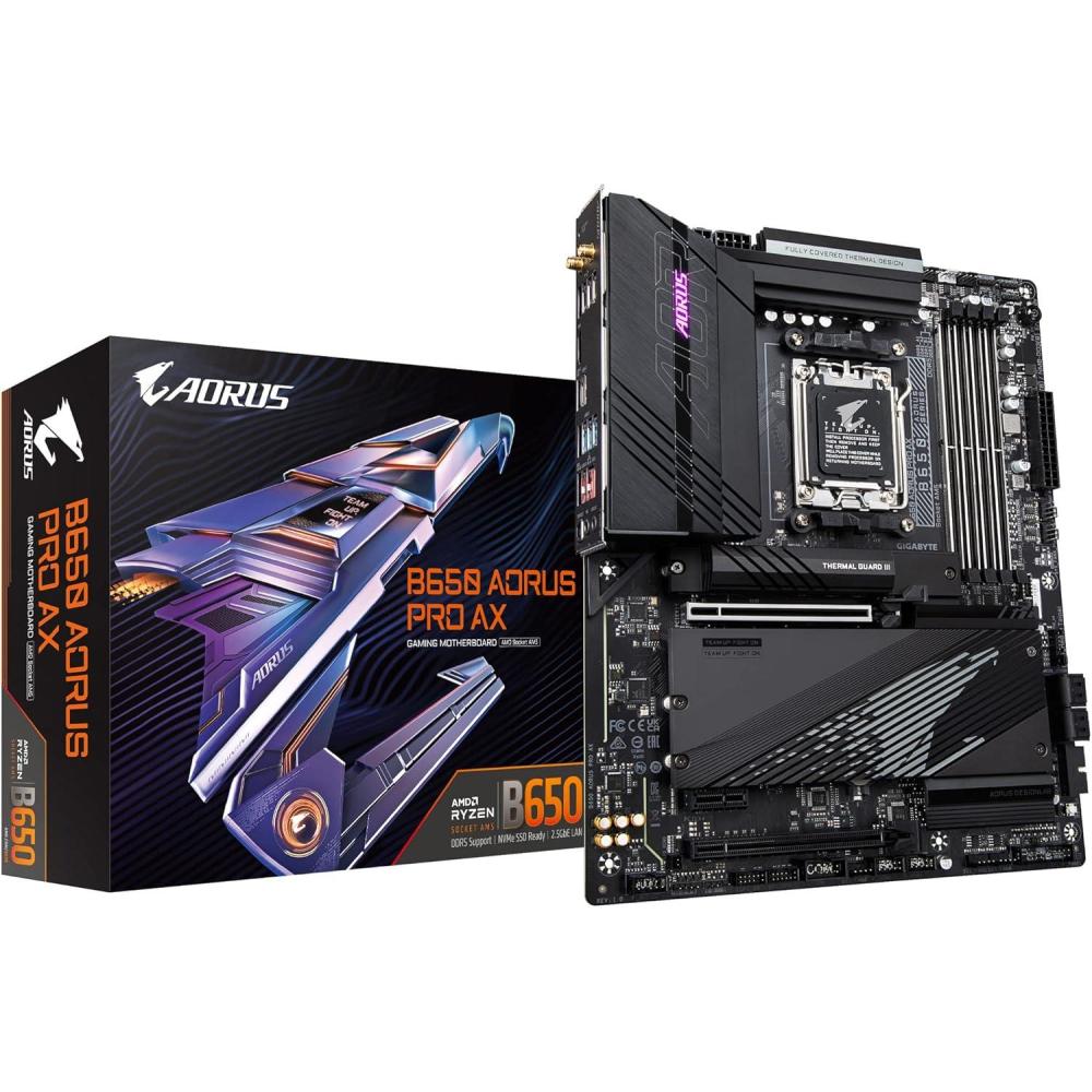imageGIGABYTE B650 AORUS PRO AX AMD AM5 ATX Motherboard Support Ryzen 900080007000 Series DDR5 1621 Power Phase PCIe 50 M2 USBC WIFI6E 25GbE EZLatch QFlash RGB Fusion