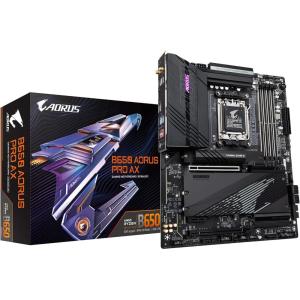 GIGABYTE B650 AORUS PRO AX AMD AM5 ATX Motherboard, Support Ryzen 9000/8000/7000 Series, DDR5, 16+2+1 Power Phase, PCIe 5.0 M.2, USB-C, WIFI6E, 2.5GbE, EZ-Latch, Q-Flash, RGB Fusion