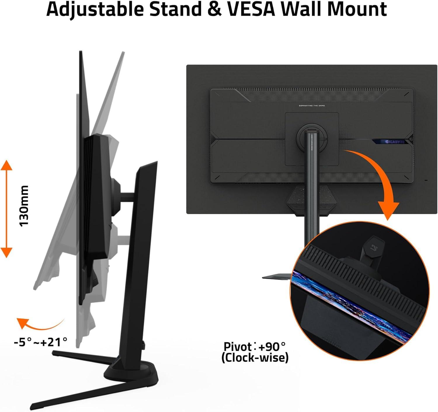 imageGIGABYTE M27Q227 SS IPS Gaming Monitor QHD 2560x1440200HzOC 210Hz 1ms GTG AMD FreeSync Premium GSYNC Compatible TypeC KVM HDMI DP TypeC Height and Tilt Adjustable Black27 UHD