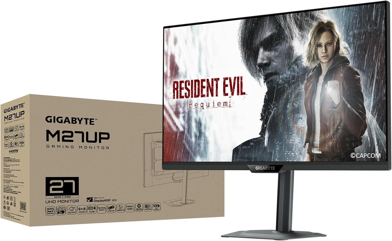 imageGIGABYTE M27Q227 SS IPS Gaming Monitor QHD 2560x1440200HzOC 210Hz 1ms GTG AMD FreeSync Premium GSYNC Compatible TypeC KVM HDMI DP TypeC Height and Tilt Adjustable Black27 UHD