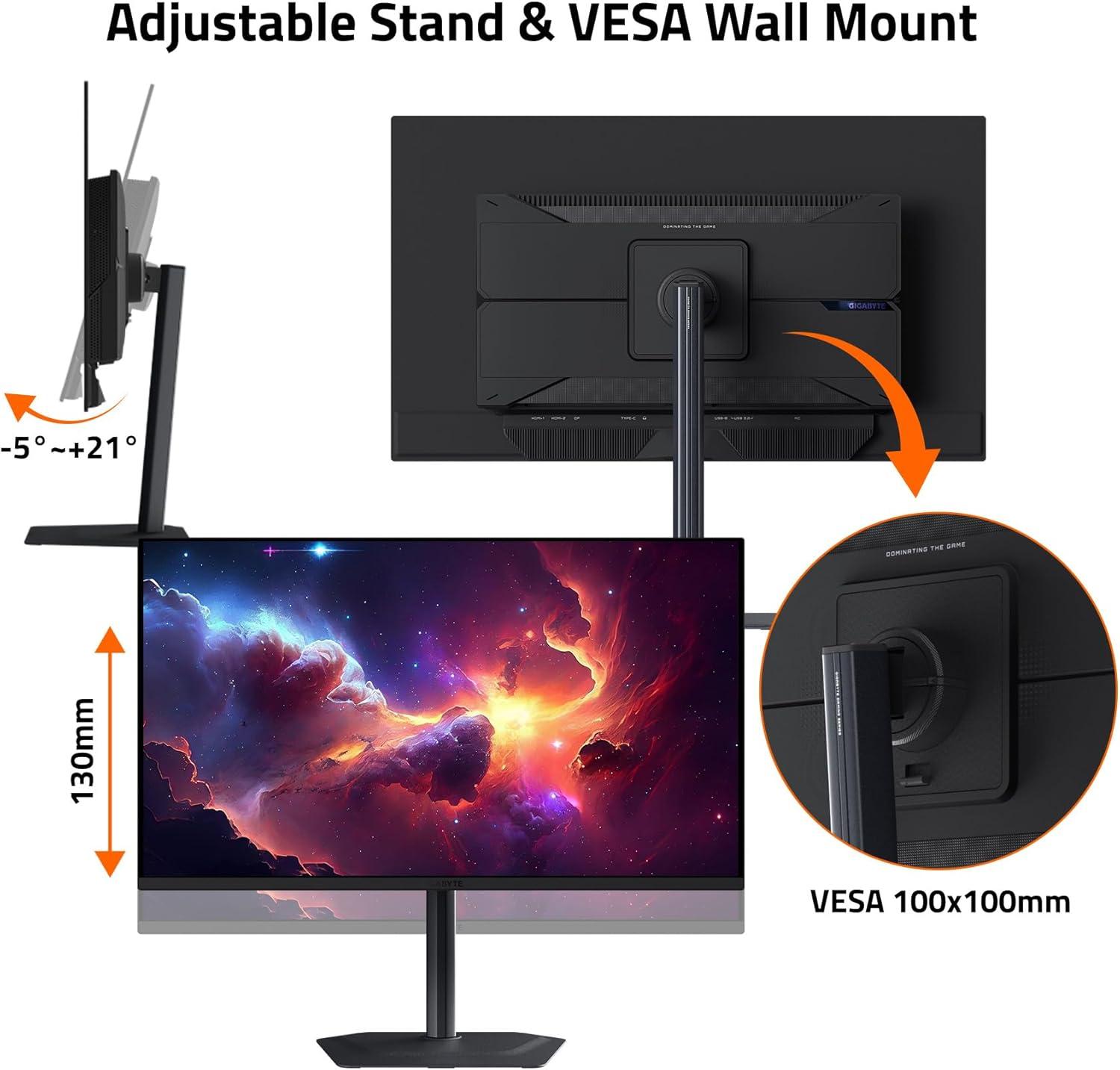 imageGIGABYTE MO27Q2A 27 QDOLED Gaming Monitor QHD 2560x1440280Hz 003ms GTG AMD FreeSync Premium Pro GSYNC Compatible TypeC KVM HDMI DP TypeC Height and Tilt Adjustable Black32 UHD