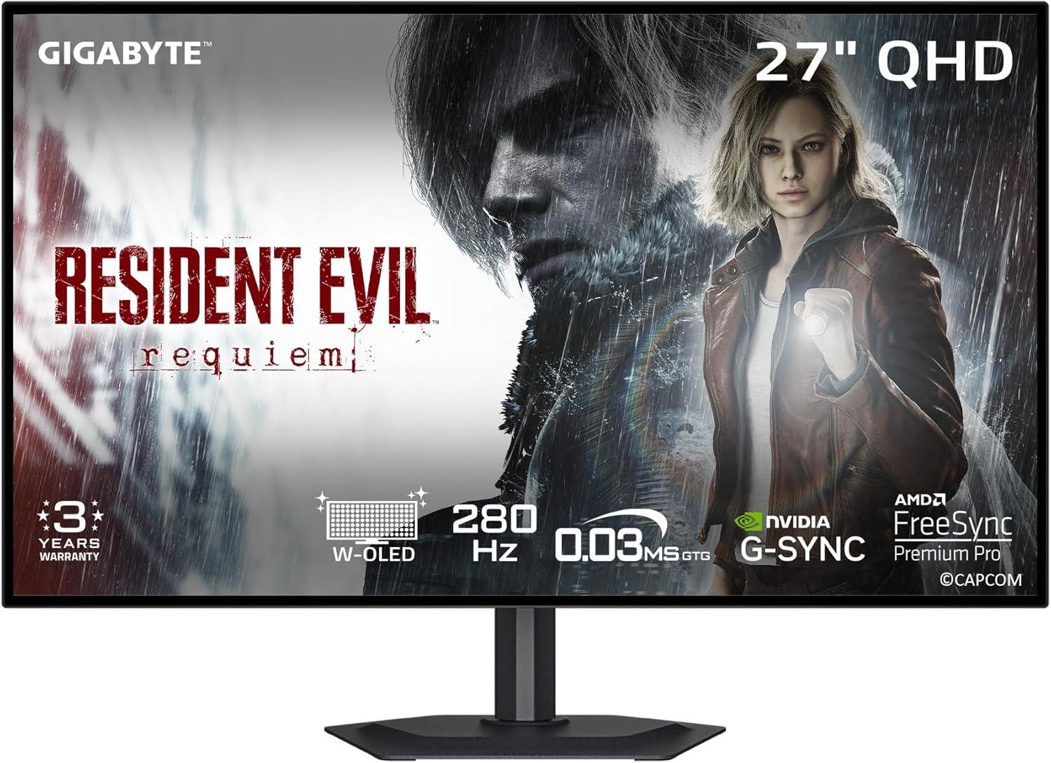 imageGIGABYTE MO27Q2A 27 QDOLED Gaming Monitor QHD 2560x1440280Hz 003ms GTG AMD FreeSync Premium Pro GSYNC Compatible TypeC KVM HDMI DP TypeC Height and Tilt Adjustable Black27 QHD