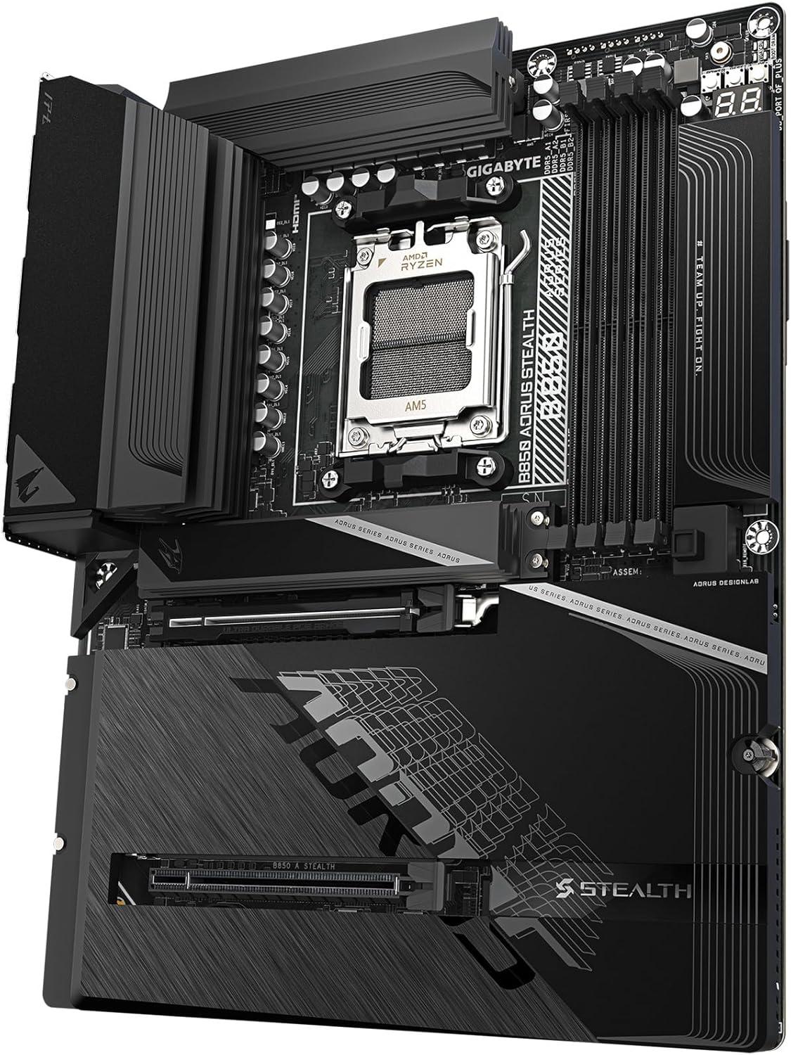 imageGIGABYTE B850 AORUS Stealth ReverseConnect ATX Motherboard Support AMD Socket AM5 Processors DDR5 1422 Power Phase 4X M2 PCIe 50 USBC WIFI7 5GbE LAN EZLatch 5Year Warranty