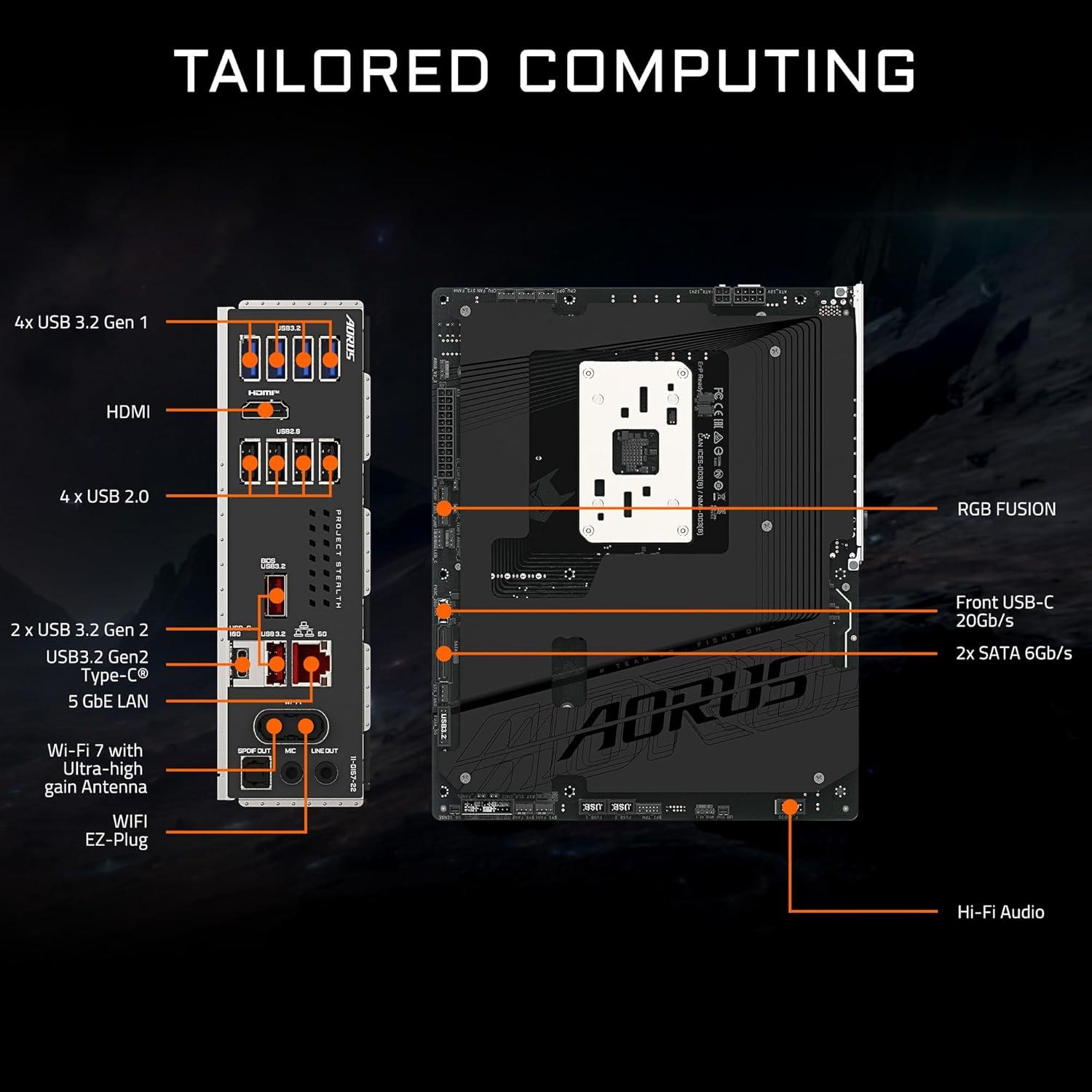 imageGIGABYTE B850 AORUS Stealth ReverseConnect ATX Motherboard Support AMD Socket AM5 Processors DDR5 1422 Power Phase 4X M2 PCIe 50 USBC WIFI7 5GbE LAN EZLatch 5Year Warranty