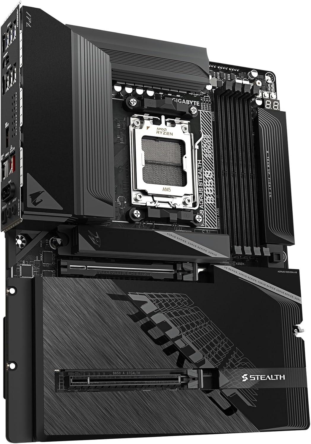 imageGIGABYTE B850 AORUS Stealth ReverseConnect ATX Motherboard Support AMD Socket AM5 Processors DDR5 1422 Power Phase 4X M2 PCIe 50 USBC WIFI7 5GbE LAN EZLatch 5Year Warranty