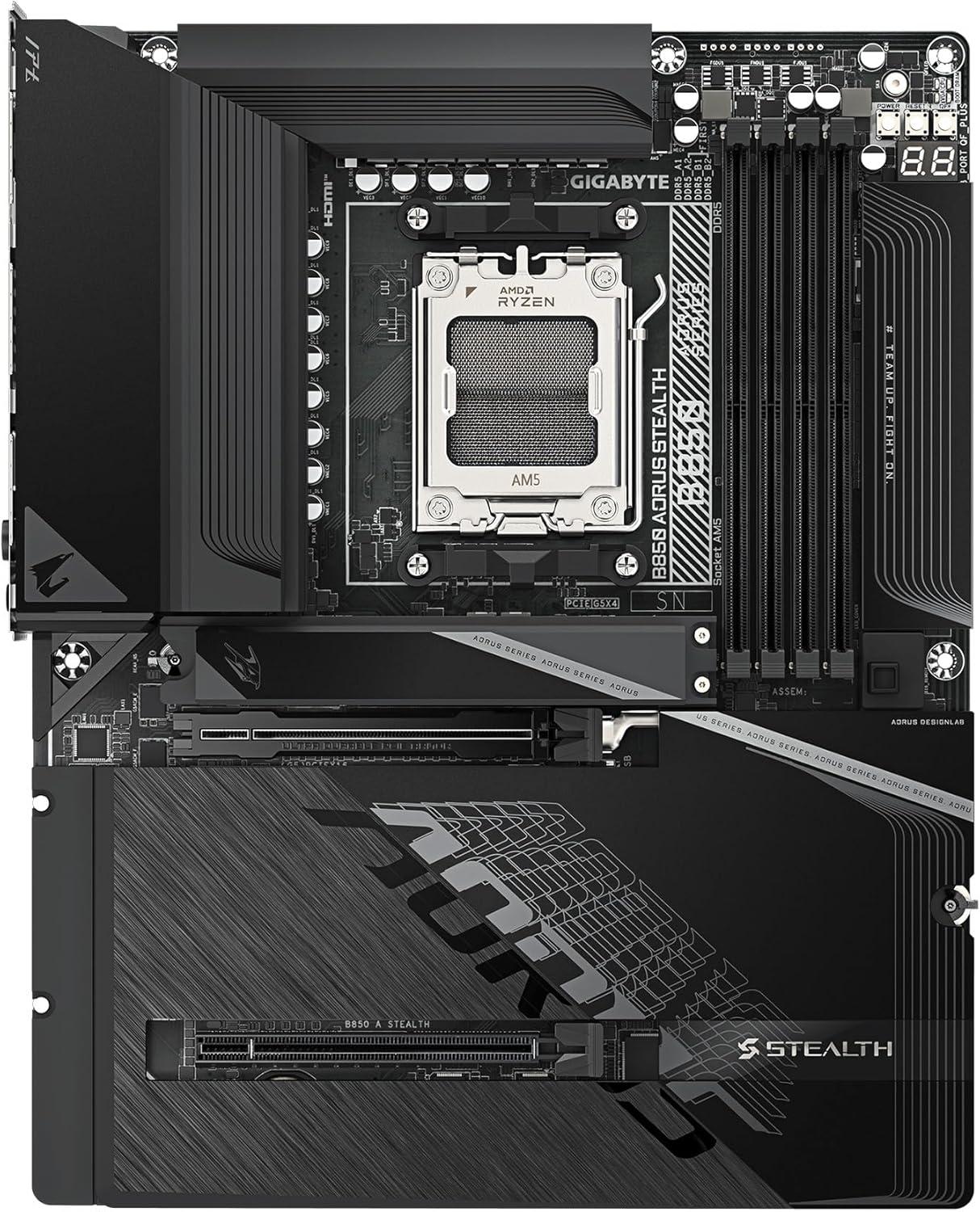 imageGIGABYTE B850 AORUS Stealth ReverseConnect ATX Motherboard Support AMD Socket AM5 Processors DDR5 1422 Power Phase 4X M2 PCIe 50 USBC WIFI7 5GbE LAN EZLatch 5Year Warranty