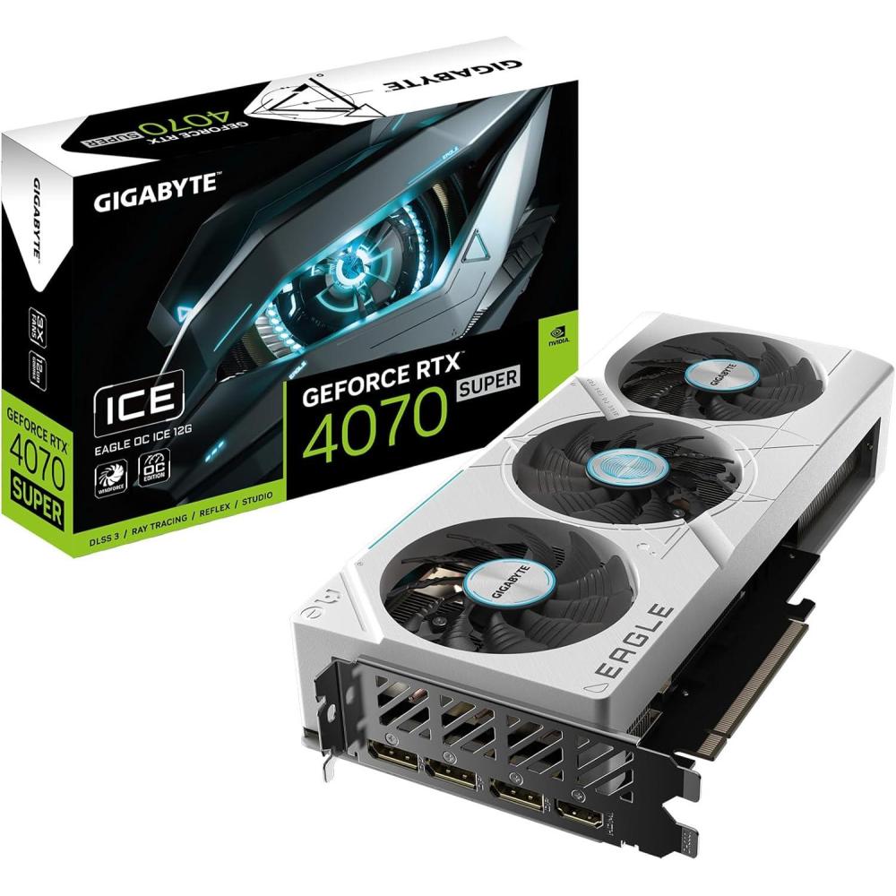 imageGIGABYTE GeForce RTX 4070 Super Eagle OC ICE 12G Graphics Card 3X WINDFORCE Fans 12GB 192bit GDDR6X GVN407SEAGLEOC ICE12GD Video Card