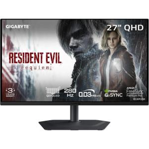 GIGABYTE – MO27Q2A – 27″ QD-OLED Gaming Monitor – QHD 2560×1440-280Hz – 0.03ms GTG – AMD FreeSync Premium Pro, G-SYNC Compatible – Type-C KVM – HDMI, DP, Type-C – Height and Tilt Adjustable – Black(27″ QHD)