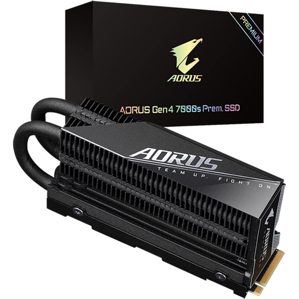 imageGIGABYTE AORUS Gen4 7000s SSD 2TB PCIe 40 NVMe M2 Nanocarbon Coated Aluminum Heatsink 3D TLC NAND SSD GPAG70S2TBGPAG70S1TBP 1TB Aluminum Heatsink Gen4 SSD