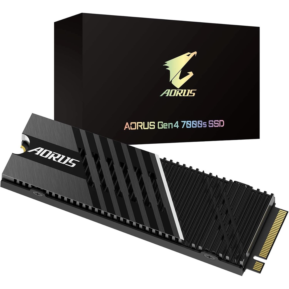 imageGIGABYTE AORUS Gen4 7000s SSD 2TB PCIe 40 NVMe M2 Nanocarbon Coated Aluminum Heatsink 3D TLC NAND SSD GPAG70S2TBGPAG70S2TB 2TB Gen4 SSD