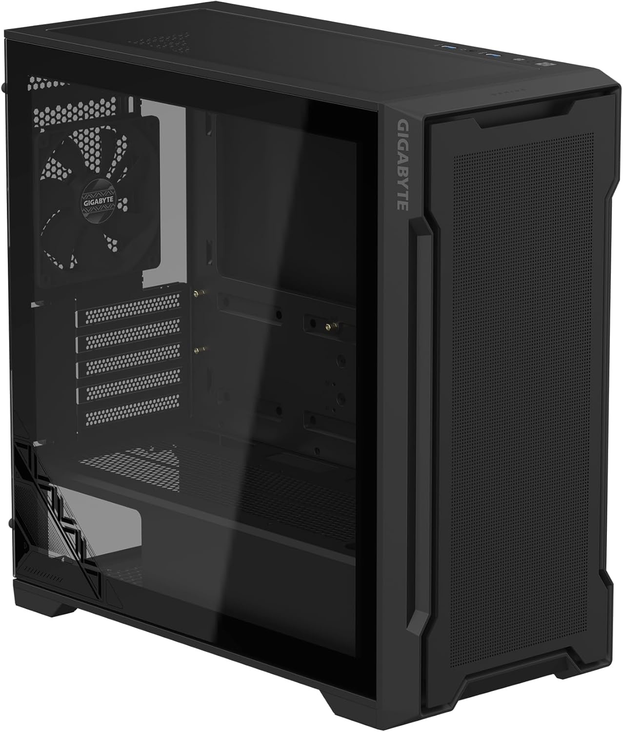 image:imageGIGABYTE C102 Glass ICE White Mid Tower PC Gaming Case Tempered Glass PSU Shroud 2X 120mm Fans GBC102GIC102 Glass Black