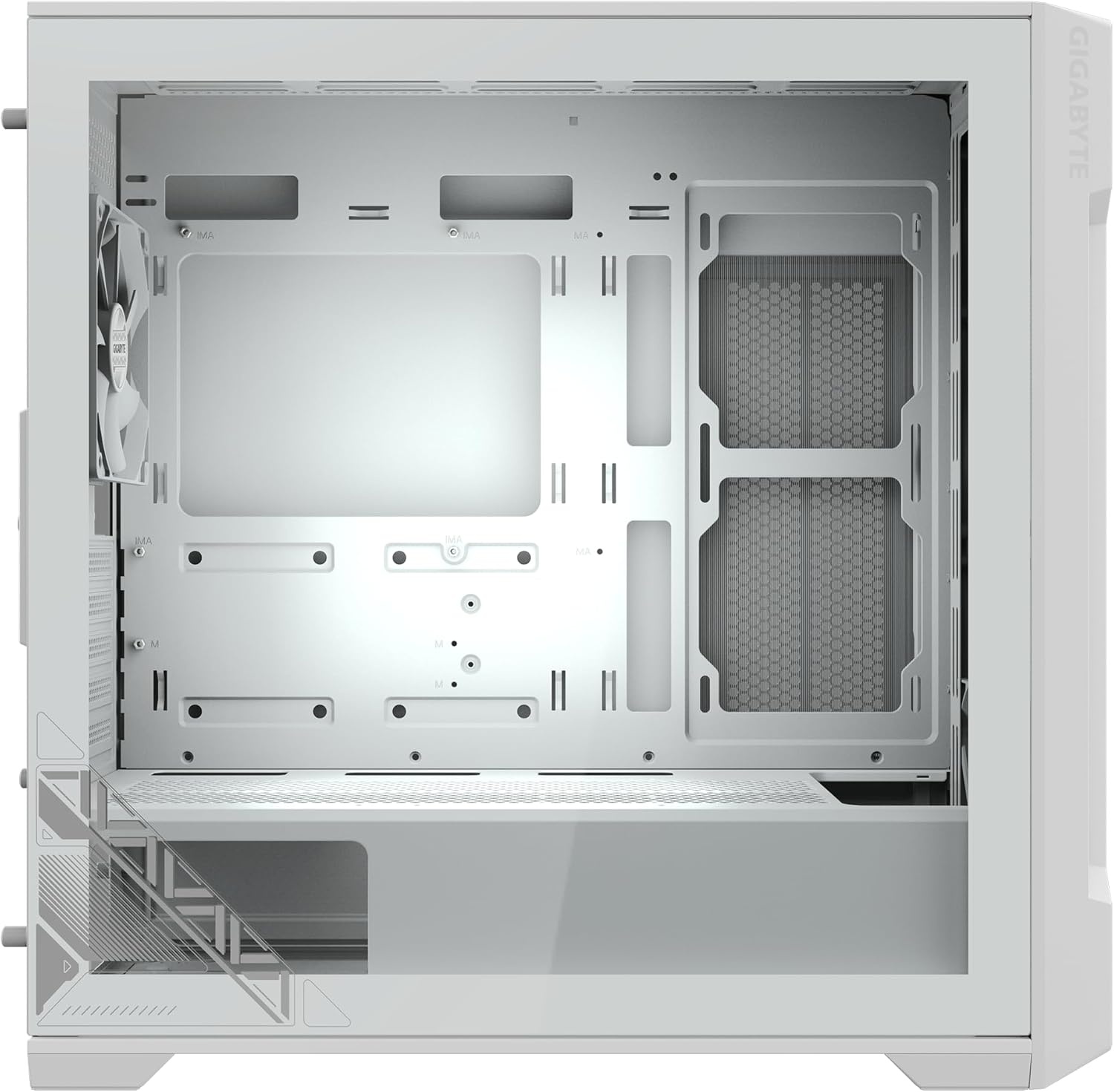 image:imageGIGABYTE C102 Glass ICE White Mid Tower PC Gaming Case Tempered Glass PSU Shroud 2X 120mm Fans GBC102GIC102 Glass ICE White