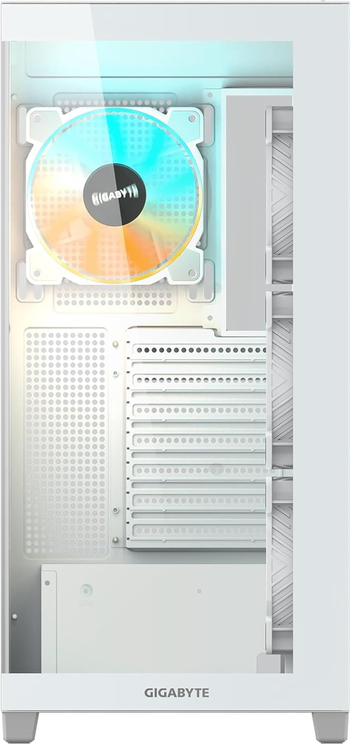 image:imageGIGABYTE C500 Panoramic Stealth ICE White Mid Tower PC Gaming Case Tempered Glass USB TypeC 4X ARBG Fans Included GBC500PI ST