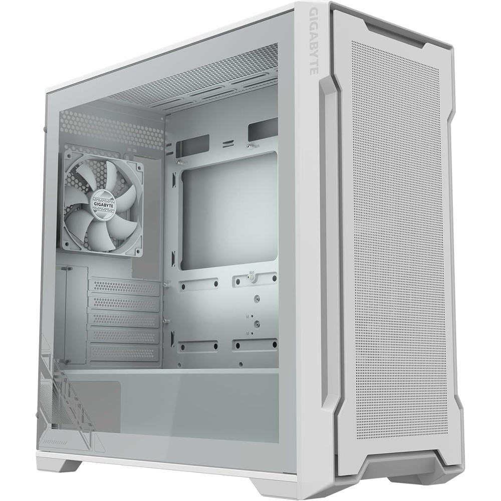 image:imageGIGABYTE C102 Glass ICE White Mid Tower PC Gaming Case Tempered Glass PSU Shroud 2X 120mm Fans GBC102GIC102 Glass ICE White