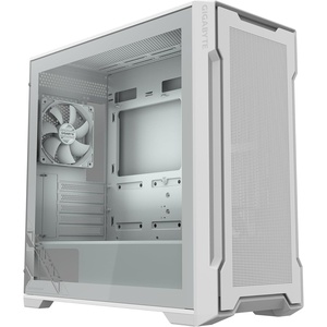 GIGABYTE C102 Glass ICE – White Mid Tower PC Gaming Case, Tempered Glass, PSU Shroud, 2X 120mm Fans (GB-C102GI)(C102 Glass ICE (White))