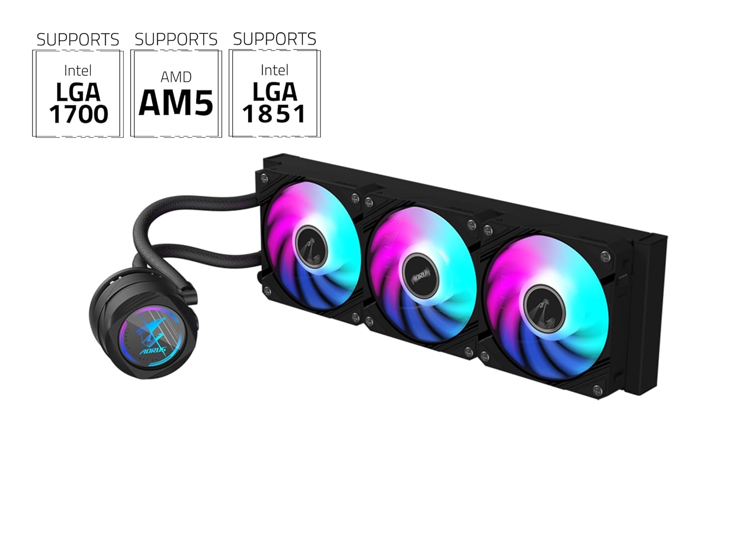 image:imageAORUS WATERFORCE II 360 Liquid CPU Cooler 360mm Radiator with 3x120mm Low Noise ARGB Fans Compatible with Intel LGA1851 LGA1700 and AMD AM5 GPAORUS WATERFORCE II 360Black