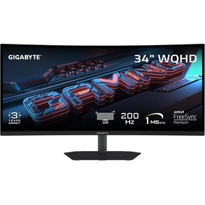 GIGABYTE – G34WQC2-34″ VA Curved Gaming Monitor – WQHD 3440×1440-200Hz – 1ms GTG – AMD FreeSync Premium – HDMI, DP – Height and Tilt Adjustable – Black(34″ WQHD 200Hz)